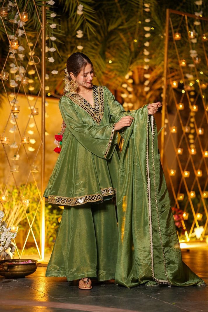 NAUSHEEN SHEESHA ZARI SILK SHARARA SET