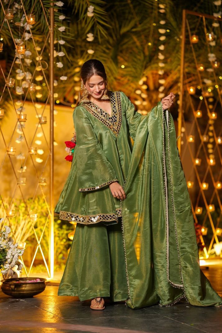 NAUSHEEN SHEESHA ZARI SILK SHARARA SET