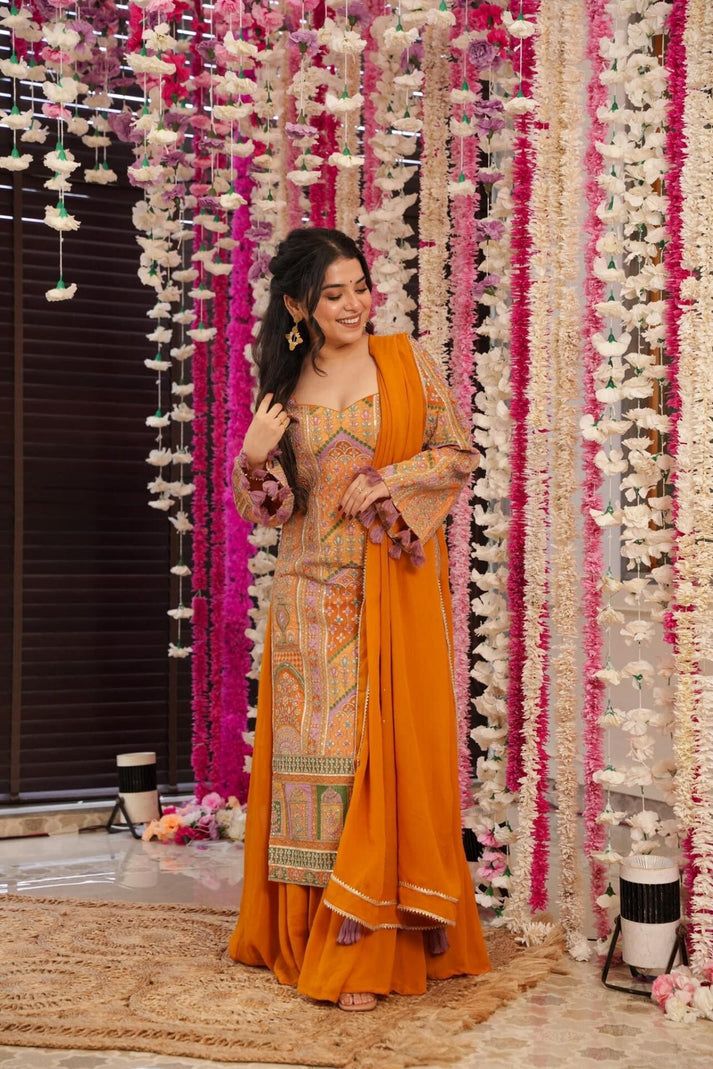 SUNSET AURA HEAVY EMBROIDERED SUIT SET