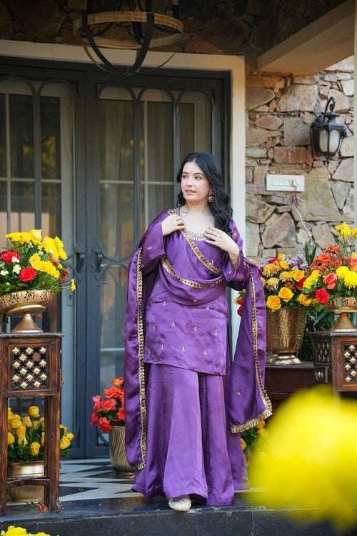 AMETHRA PURPLE WEDDING WEAR KURTA SET