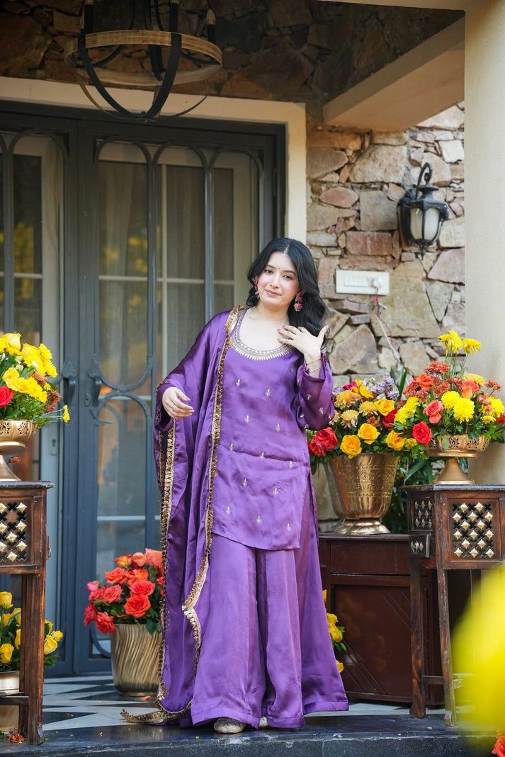 AMETHRA PURPLE WEDDING WEAR KURTA SET