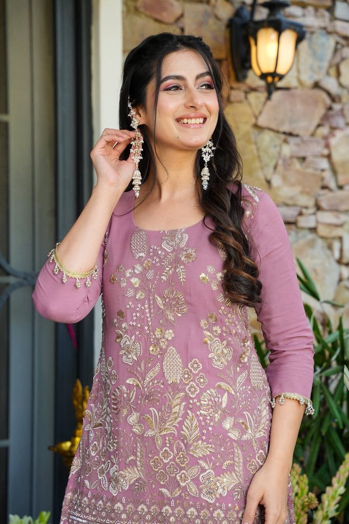 PINK STARDUST HEAVY GEORGETTE CO-ORD SET