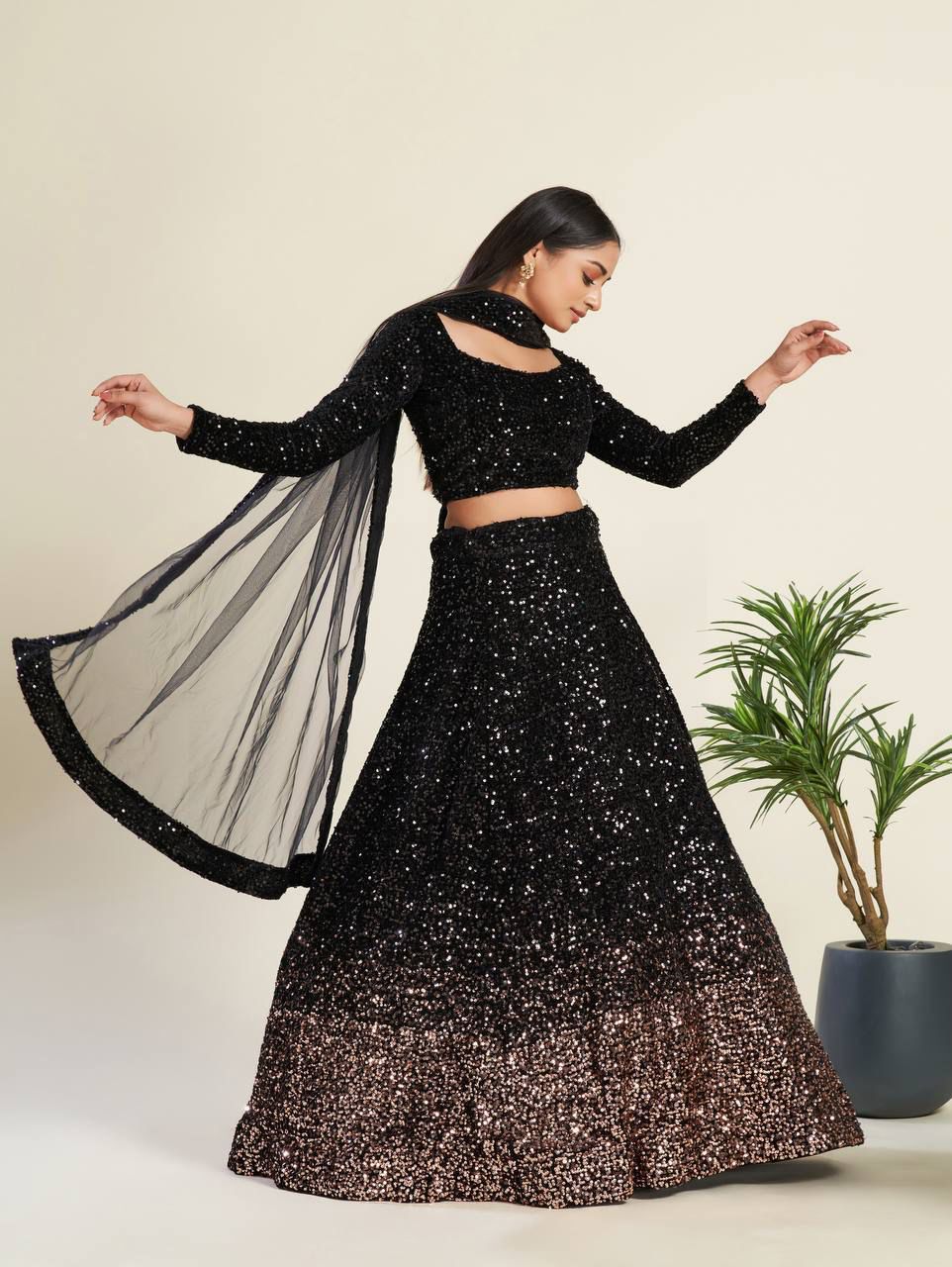 Black Color Heavy Sequence Work Designer Lehenga Choli