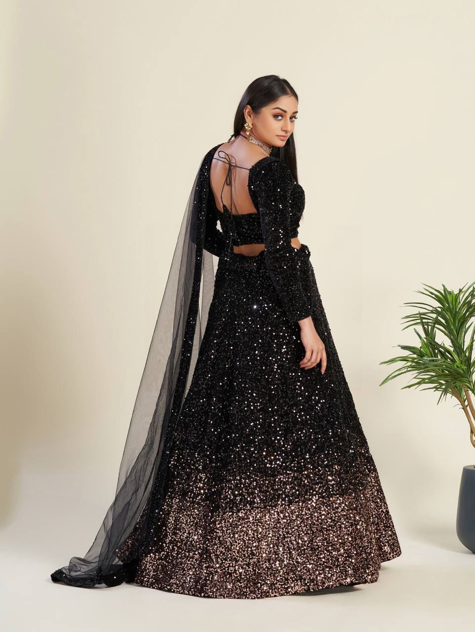 Black Color Heavy Sequence Work Designer Lehenga Choli