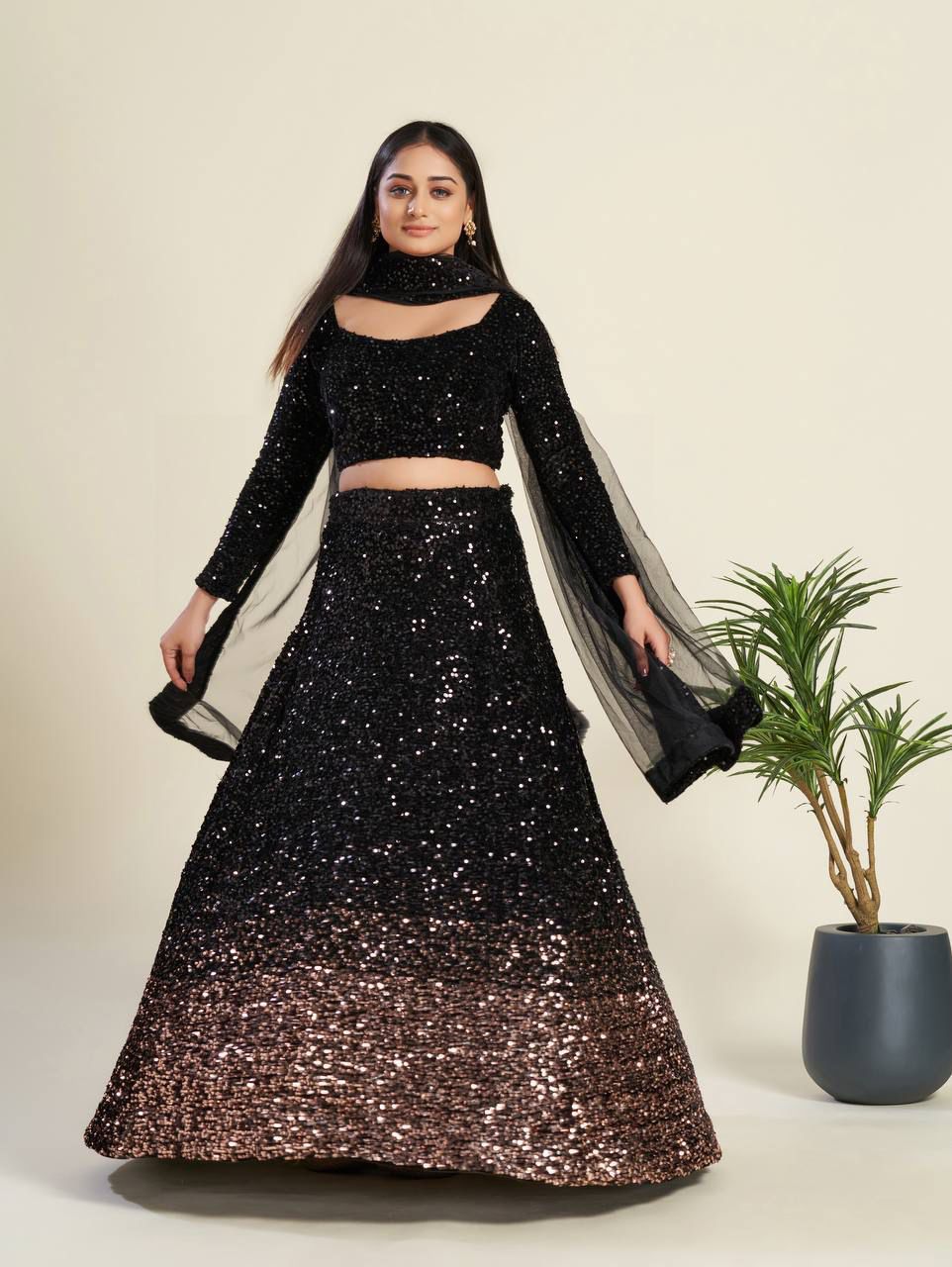 Black Color Heavy Sequence Work Designer Lehenga Choli